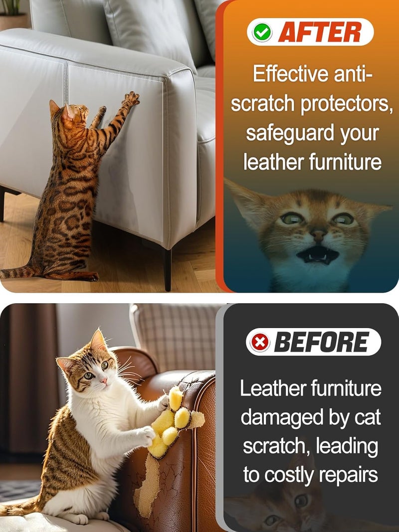 Acostop Cat Scratch Furniture Protector - Specially Designed for Leather Furniture, Easy to Remove Anti-Scratch Couch Protector from Cat, No Pins, 10 Pack - Image 3
